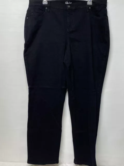 Style&Co Plus Straight Leg High Rise Tummy Control Black Stretch Jeans 16 Petite