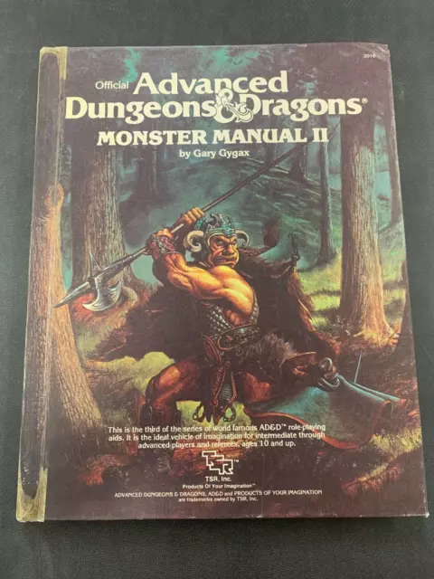 Monster Manual II Advanced Dungeons & Dragons 1983 TSR Gary Gygax Book AD&D D&D