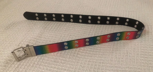 Rainbow Double Grommet Faux Leather Belt - 3 feet