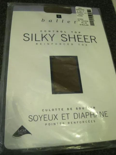 RARE Pantyhose BALLET SILKY SHEER Taupe Queen SEALED Vintage
