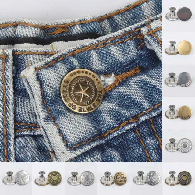 2Pcs Detachable No Sew Instant Waist Adjust Button Pins For Jeans