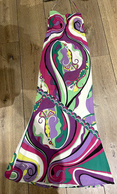 Emilio Pucci Maxi Halter Neck Strapless Fishtail Dress with built in Bra Sz UK 6