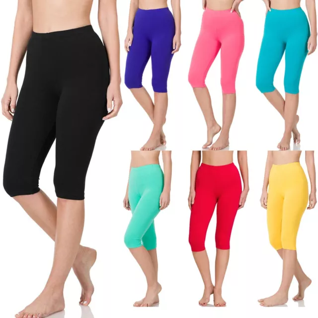 Women's Cotton Soft Solid Color Stretch Leggings Yoga Pants One Size 0 to  10