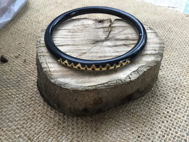 Bracelet Maillons Résine Noire Fermoir Marin Acier — Neuf Sans Emballage
