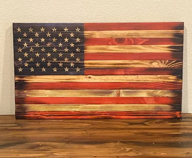 Rustic Wood Flag, Rustic Wooden American Flag Handmade Designed Multi Colors