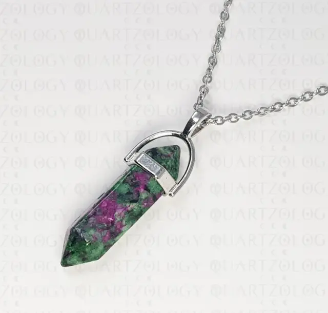 Ruby Zoisite Necklace Healing Stone Quartz Pendant Crystal Gemstone High Quality