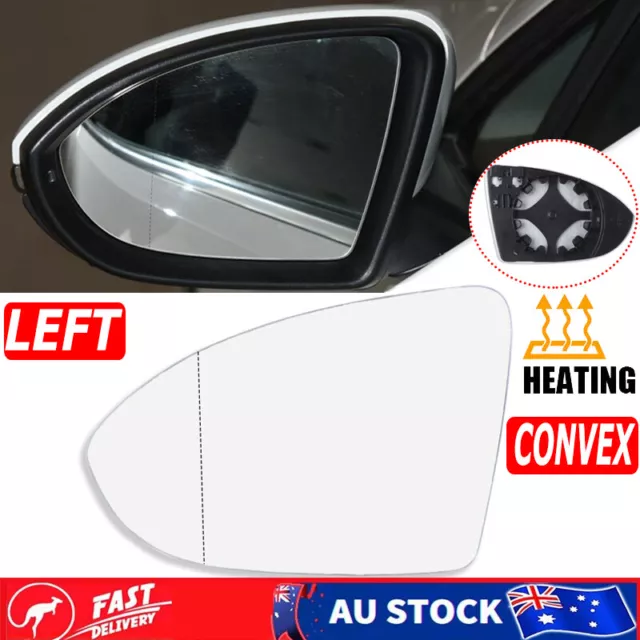 Left Side mirror glass Convex for VW GOLF MK7 MK7.5 2013-2018 Heated with Plate