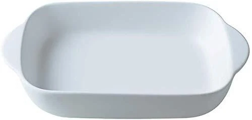 Piatti da forno rettangolari in ceramica bianca piccola con manico per forno