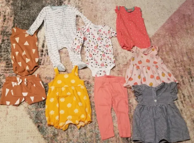 CARTERS GERBER CLOUD ISLAND Baby Girl Clothes Bundle 3 MONTHS Mixed Lot 9 Items