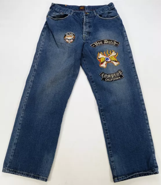 VTG VON DUTCH Jeans 28 (28x33) Greaser Button Fly Slim Straight 