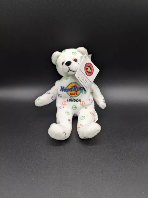 Hard Rock Cafe Peace Signs Beanie Plush Herrington Teddy Bear London 2005