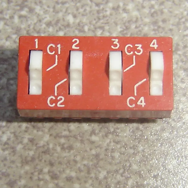 Lot of 2, Grayhill Dip Switch 4 position, Gold Leads
