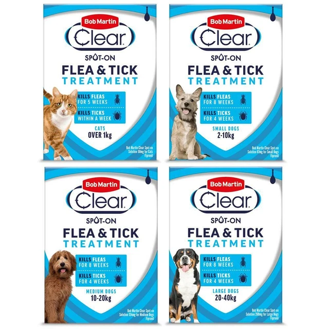 BOB MARTIN CLEAR Spot On Flea & Tick Killer Treatment Cats Dogs Kittens