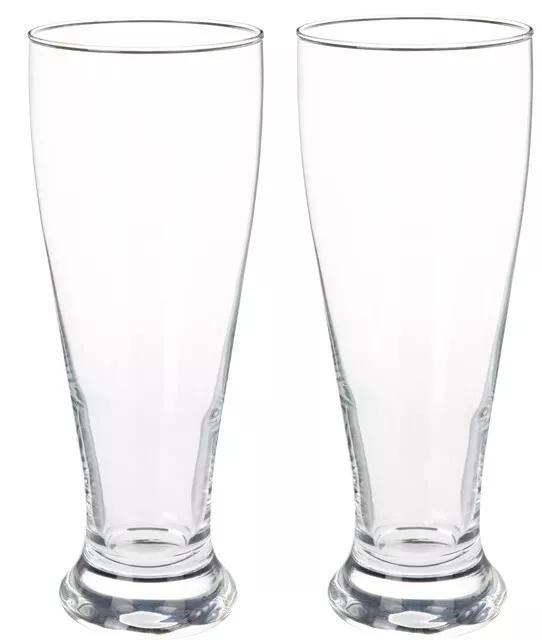 2 Large Beer Pint Glasses Tall Larger Pilsner Pub Drinking Water Glass 25 Oz