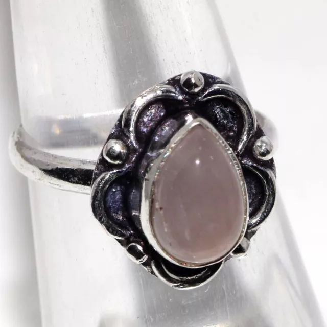 925 SILVER PLATED-ROSE Quartz Ethnic Handmade Gemstone Ring Jewelry US ...