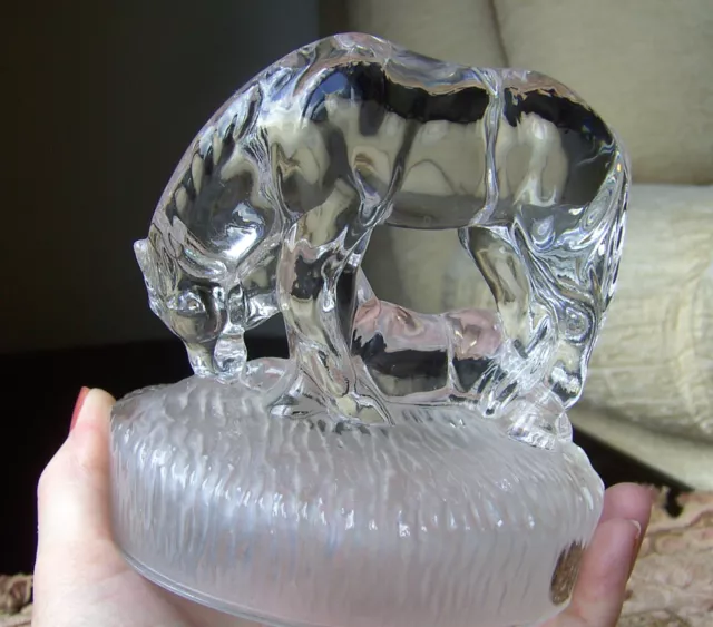 VTG Italian Rock Crystal Mare with Foal Paperweight.Figurine.Label RCR.14cm Tall 2