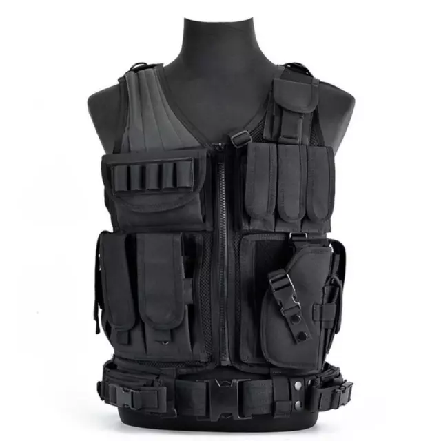 Gilet tactique militaire porte-plaque de combat Molle Gear 600D résistant