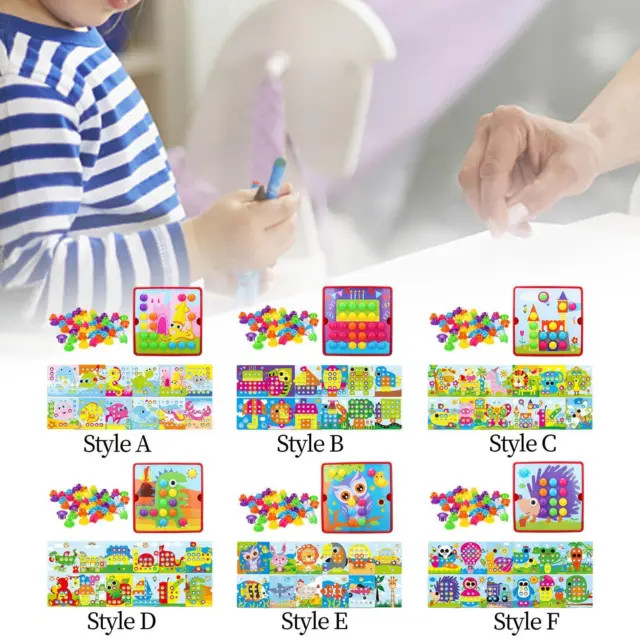 Puzzle con chiodi a forma di fungo con colori abbinati a mosaico per ragazze