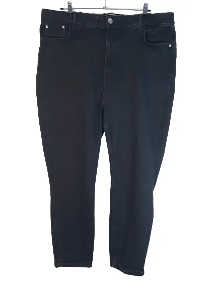 Jeans neri taglie forti River Island in cotone vestibilità slim casual UK22...