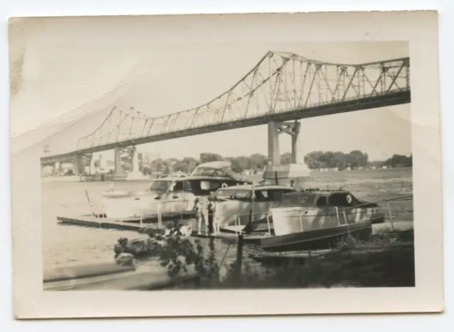 Vintage Found Photo C.1950s Boat Dock Boat Marina Wet Dock Mooring