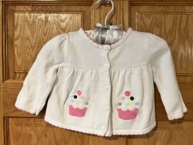 Gymboree Girls Cupcake Pocket Cardigan Sweater Size 6-12 Months