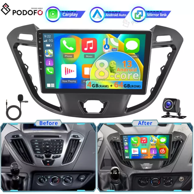 Carplay For Ford Transit Custom Android 13 Car Stereo GPS NAV 4+64G Radio Camera