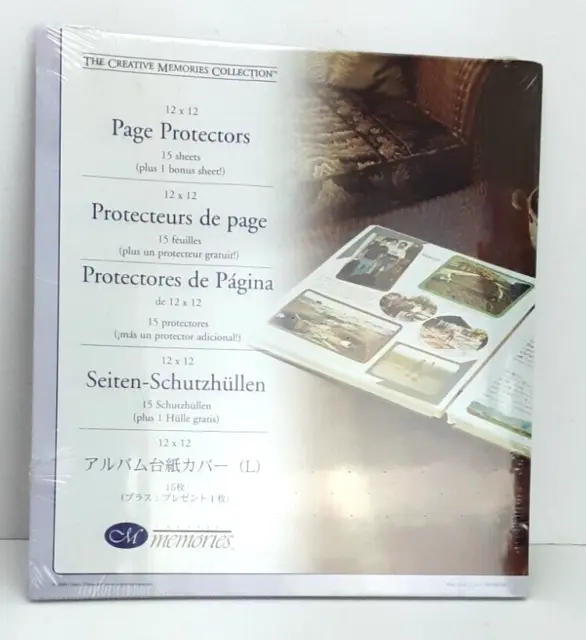 Protectores de página Creative Memories 12x12 (15 cuentas) hojas transparentes 2004 selladas