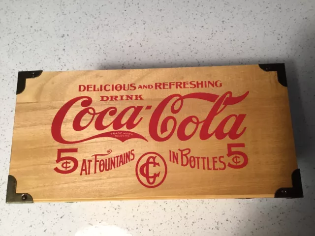 Coca Cola Soda Bottles Wood Crate Box 9.5” x 6.25" x 4.5"; Reproduction