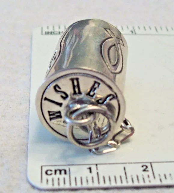 Sterling Silver 10 grams XL Movable Prayer Box says Wishes Tube Charm Pendant