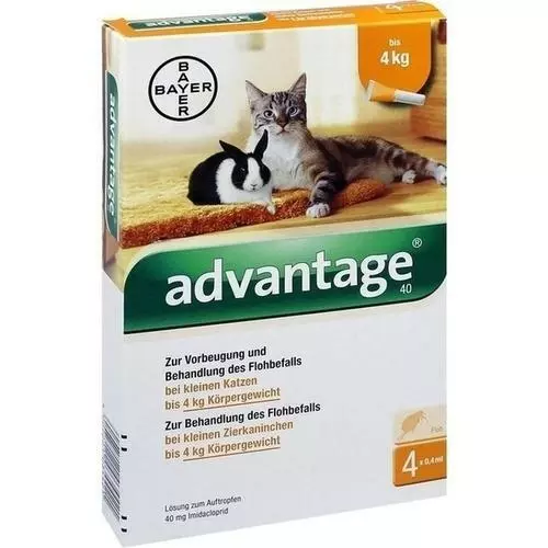 ADVANTAGE 40 mg Lsg.f.kl.Katzen/kl.Zierkaninchen 4X0.4 ml PZN 9670096