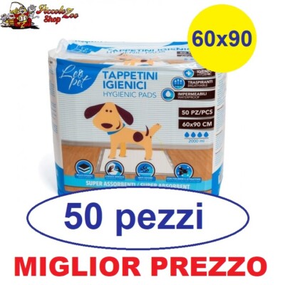 leopet Tappetini Assorbenti per Cani 60 x 90 Traversine con Bordi adesivi 50 Pezzi 