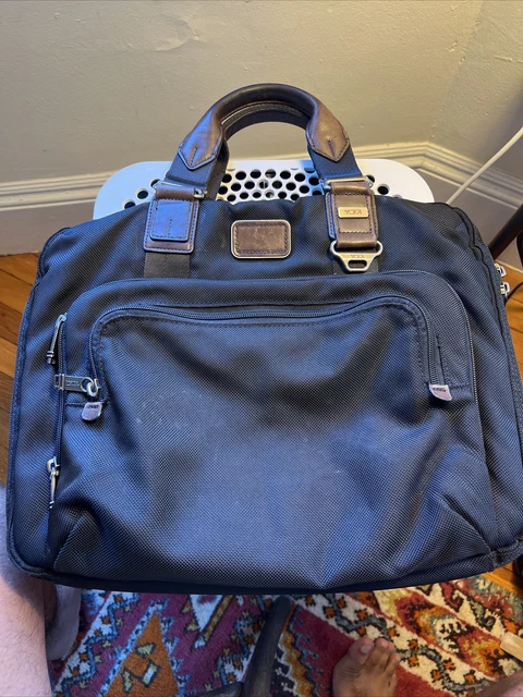 Tumi Alpha Bravo Yuma Briefcase Laptop Work Bag Brown leather