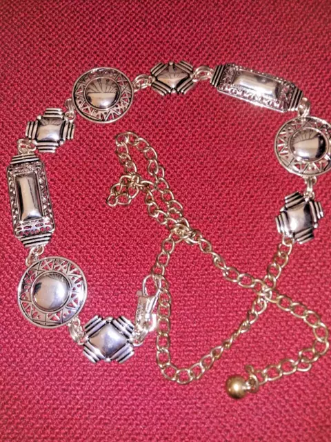 Chico’s Chain Link Belt Silver Tone - Vintage Look - Adjustable