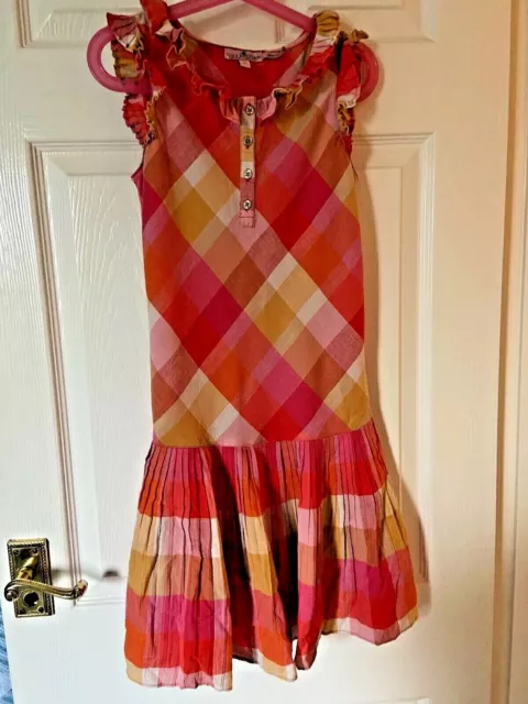 Juicy Couture Girls Dress Pink Orange Pleat Frill Age 10 yrs