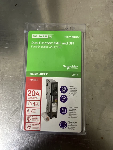 Interruptor de circuito cuadrado D HOM120DFC Homeline 20 amperios de un solo polo doble función