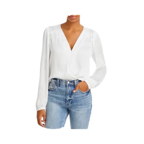 PAIGE Ladies White "Whitney" Bodysuit, Long Sleeves, V-Neck, NWT!