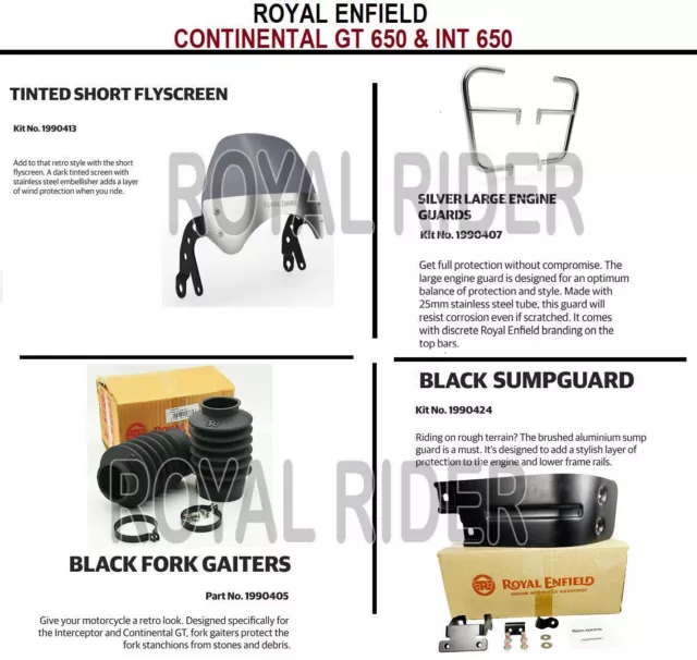 Combo de accesorios Royal Enfield de 4 piezas para Continental GT 650 e Int 650