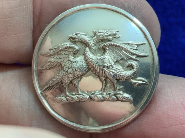 DRAMATIC EAGLE & WYVERN TANGLED LANGTON FAMILY 25mm SP LIVERY BUTTON 1895 NOS