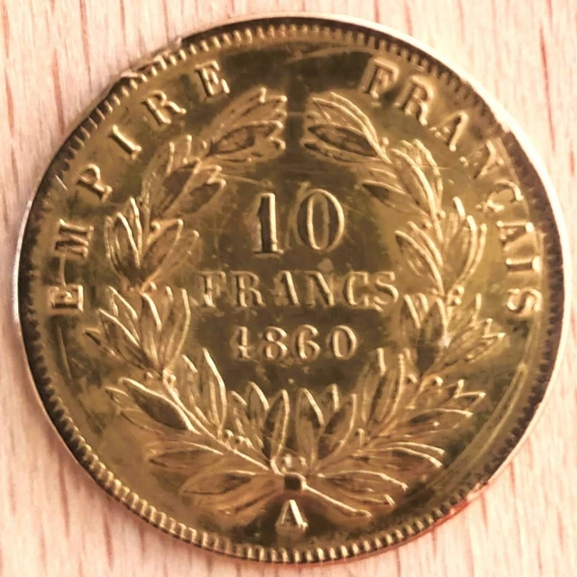 10 FRANCS OR NAPOLEON 1860 A, assez rare