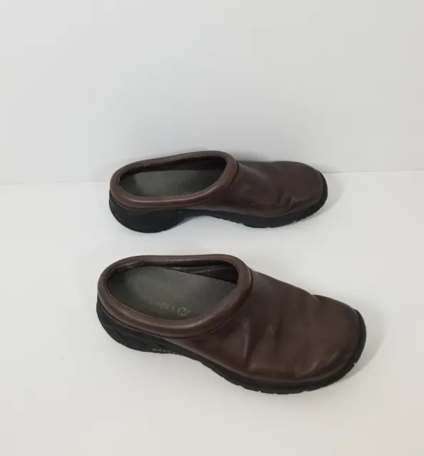 MERRELL BRACKEN BROWN Leather Slip On Clog Mules Shoes Women Size 7.5 ...