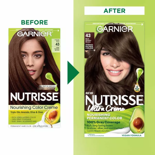 Garnier Hair Color Nutrisse Nourishing Creme, 43 Dark Golden Brown (Cocoa Bean) 3