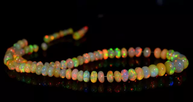 Quality Natural Ethiopian +++Opal Fire Multi Roundel 4x8mm Gemstone Beads