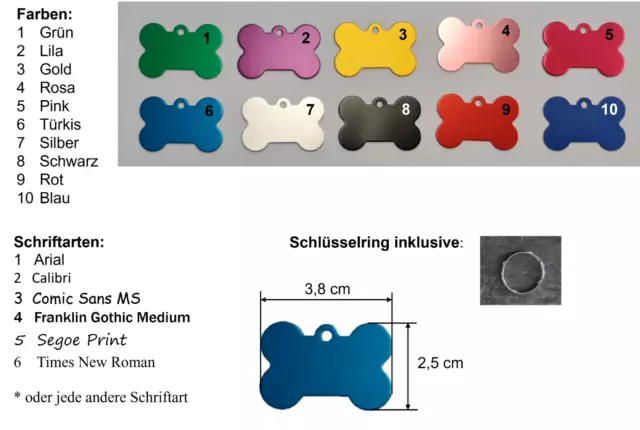 Hundemarke / Anhänger in Knochenform mit Lasergravur - 38 x 25mm 3