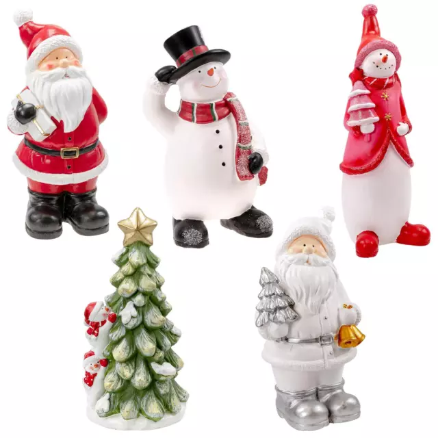 Weihnachtsfigur Kunststein Weihnachtsdeko Weihnachten Weihnachtsmann Schneemann