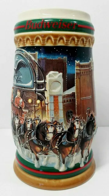 Vintage 3D "Home For The Holidays " 1997 Budweiser Holiday Beer Stein Mug