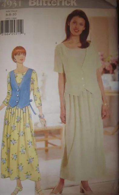 Butterick SEWING Pattern 4931 Misses EASY 2 SEW Loose Fitting Dress UNCUT OOP FF
