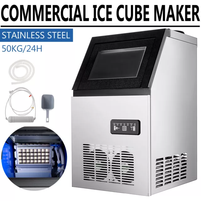 90lb Built-in Commercial Ice Maker Stainless Steel Bar Restaurant Cube  Machine