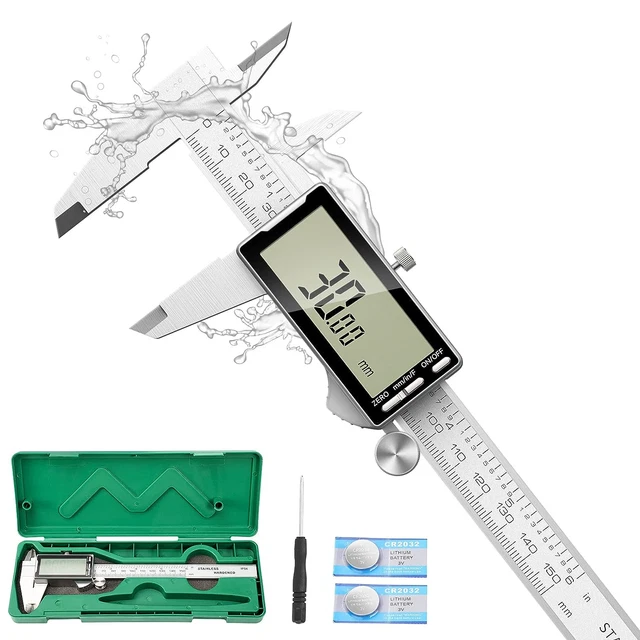 Digital Caliper 6 Inch with Large LCD Screen, Inch/Mm/Fraction Conversion, 150Mm