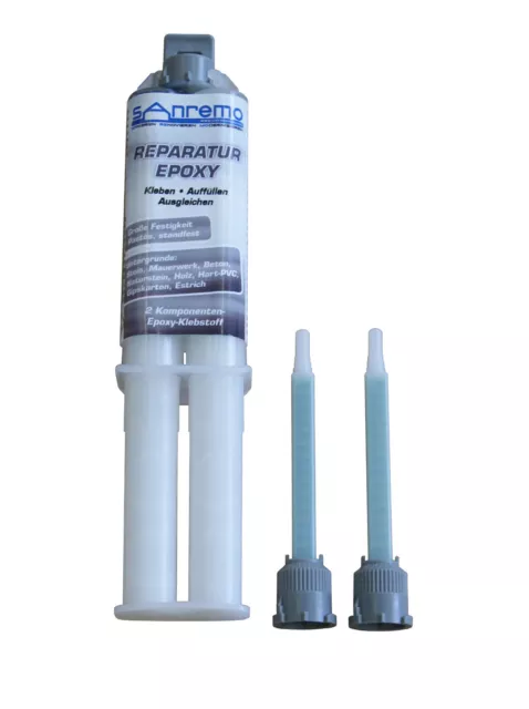 10x Sanremo Reparación Epoxy 25ml + 40 Mischdüsen Resina Epoxídica Pegamento