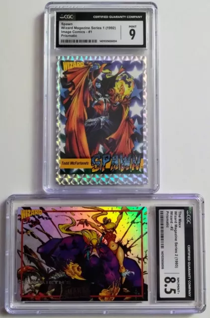 CGC Graded Wizard Magazine Promo Cards SPAWN And THE MAXX Image Comics McFarlane